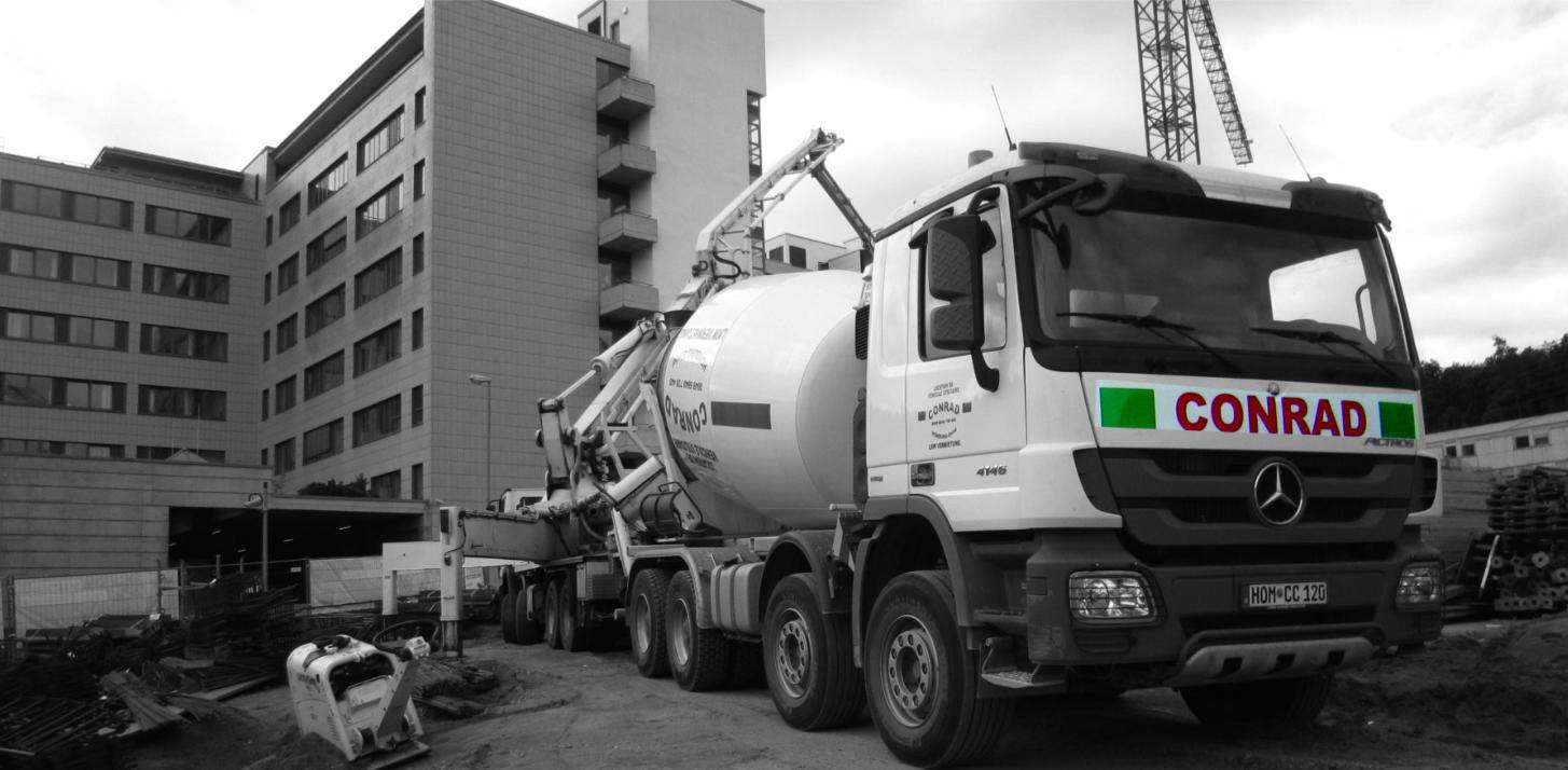 Betonmischer-Einsatz auf Großbaustelle